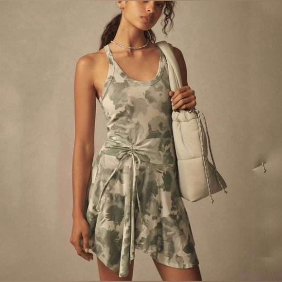 NWT Daily Practice by Anthropologie‎ Half Pipe Mini Dress in Green Motif Size L - Picture 2 of 13